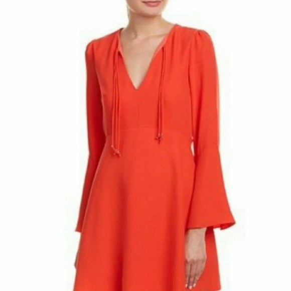 Sam Edelman Dresses & Skirts - Sam Edelman| Bell sleeve coral dress W cord detail